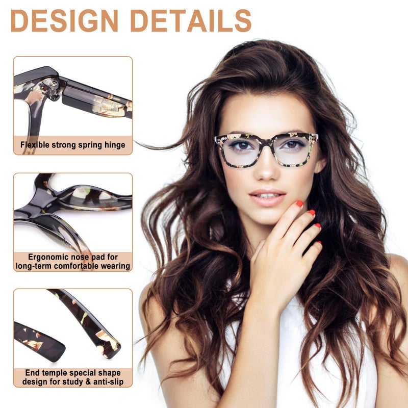Chofilord 6 Pack Fashion Reading Glasses For Women Men Blue Light Blocking Oversized Square Readers With Spring Hinge (6 Pack Colorful C  2.25  X) - Image 4