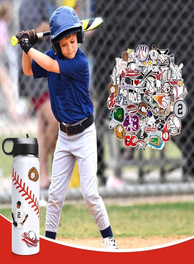 NJGCPRO Baseball Water Bottles for Boys, Stainless Steel Baseball Water Bottle Gifts Stuff for Boys & Kids with 50Pcs Stickers (18OZ) - Image 5