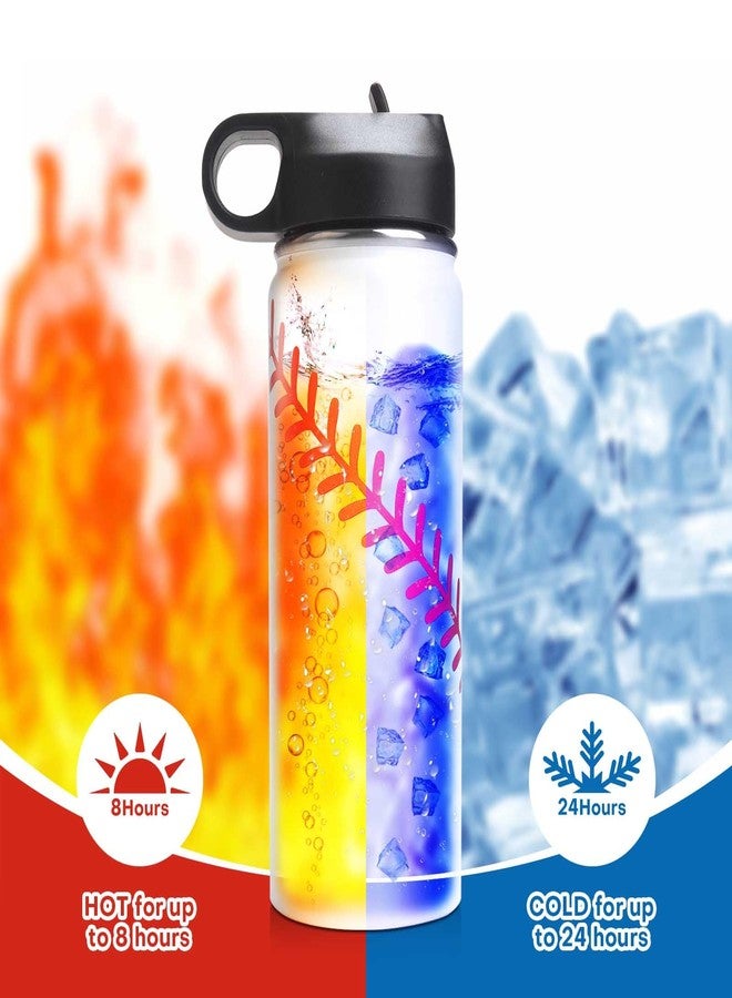 NJGCPRO Baseball Water Bottles for Boys, Stainless Steel Baseball Water Bottle Gifts Stuff for Boys & Kids with 50Pcs Stickers (18OZ) - Image 4