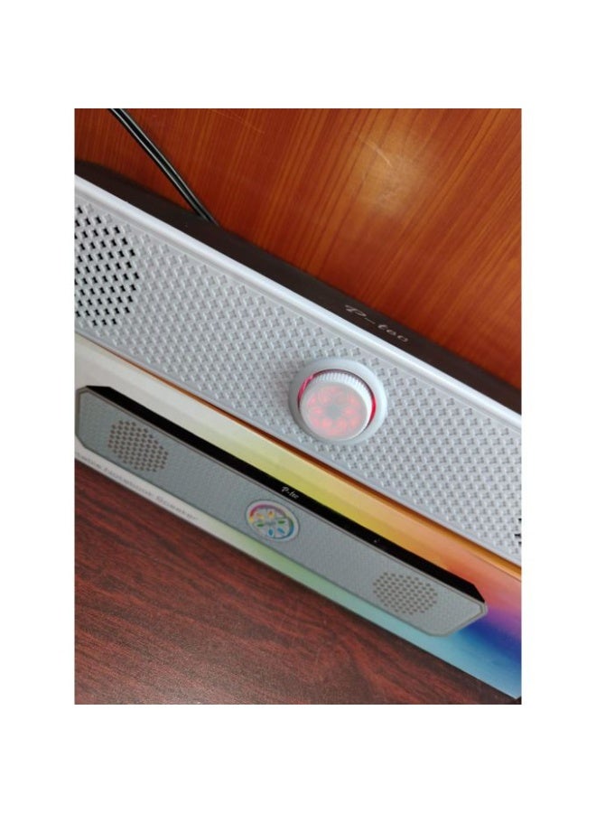 مكبر صوت سلكي USB باللون ابيض - توصيل وتشغيل صوت ستيريو - تصميم نحيف أنيق - Image 3