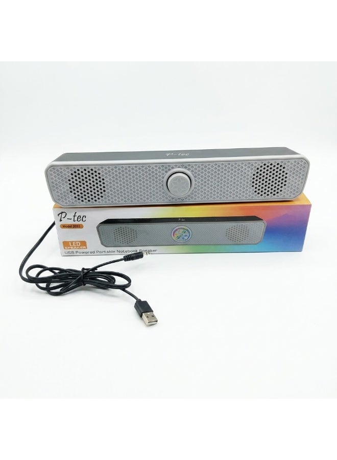 مكبر صوت سلكي USB باللون ابيض - توصيل وتشغيل صوت ستيريو - تصميم نحيف أنيق - Image 2