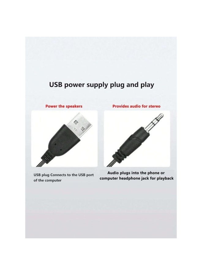 مكبر صوت سلكي USB باللون ابيض - توصيل وتشغيل صوت ستيريو - تصميم نحيف أنيق - Image 4