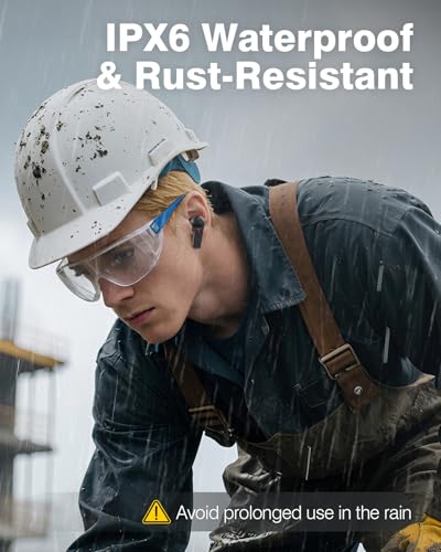Qozybuds Bluetooth 5.4 Jobsite Earbuds, 29dB SNR Hearing Protection, 70Hours Playtime, ENC Ear Protection, IPX6 Waterproof, True Wireless Earplugs for Work with 12pcs Ear Buds - Image 5