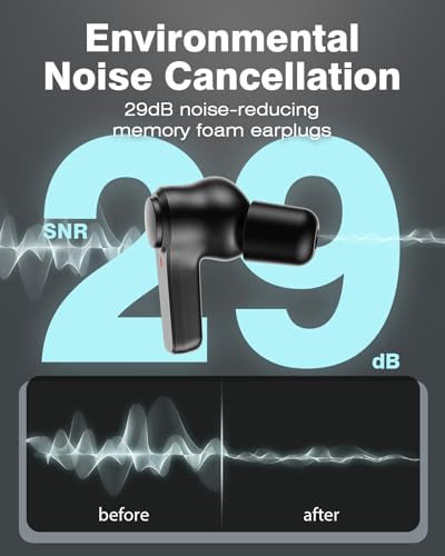 Qozybuds Bluetooth 5.4 Jobsite Earbuds, 29dB SNR Hearing Protection, 70Hours Playtime, ENC Ear Protection, IPX6 Waterproof, True Wireless Earplugs for Work with 12pcs Ear Buds - Image 3