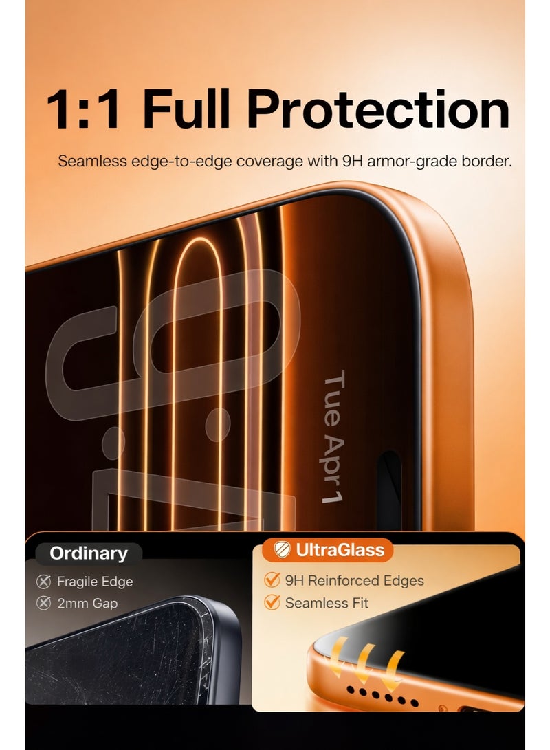 أميغو اسكرينه HD فاخره وأنيقه بدون حواف تماما من Amigo لهاتف iPhone 17 Pro Max – توفر رؤيه فائقه الوضوح والنقاء بتقنية AR، ورؤيه كامله للشاشه بدون اي حواف مزعجه ، مع حمايه قويه من الصدمات والخدوش اليوميه. - Image 3