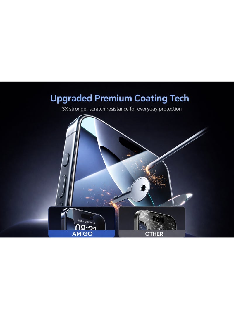 أميغو اسكرينه HD فاخره وأنيقه بدون حواف تماما من Amigo لهاتف iPhone 17 Pro Max – توفر رؤيه فائقه الوضوح والنقاء بتقنية AR، ورؤيه كامله للشاشه بدون اي حواف مزعجه ، مع حمايه قويه من الصدمات والخدوش اليوميه. - Image 5