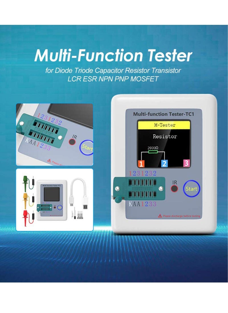 Excefore - Transistor Meter, LCR-TC1 Multi-Function Capacitance Resistance ESR Tester, 1.8" Full Color Display Transistor Meter Tester,  for Diode Triode Capacitor Resistor Transistor LCR ESR NPN PNP MOSFET - Image 1