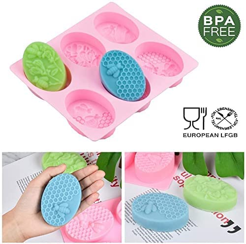 MoldBerry Silicone Honeybee Soap Mold | 6 Cavity Honeycomb Mould for Making Homemade Bars | Soap Making Mold (Multicolor - PK1) - Image 3