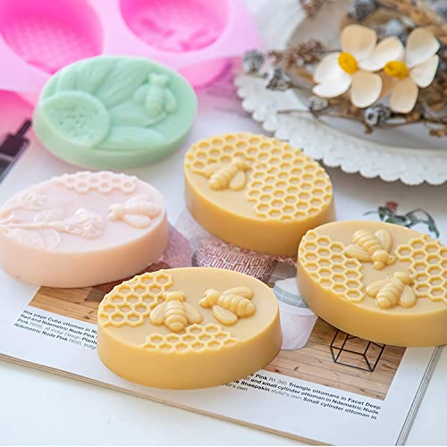 MoldBerry Silicone Honeybee Soap Mold | 6 Cavity Honeycomb Mould for Making Homemade Bars | Soap Making Mold (Multicolor - PK1) - Image 2