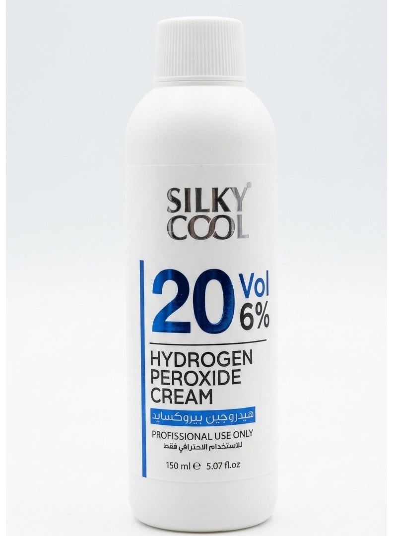 Silky Cool Professional 20 Vol 6% Hydrogen Peroxide Cream Developer for Hair Coloring & Bleaching - 150ml - Image 1