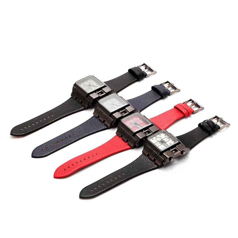 Oulm Wrist Watch Square Dial: Unique Designs, High Precision Quartz Movement, Smooth Leather Band - Male Watch for Daily Wear & Formal Occasions - Image 3