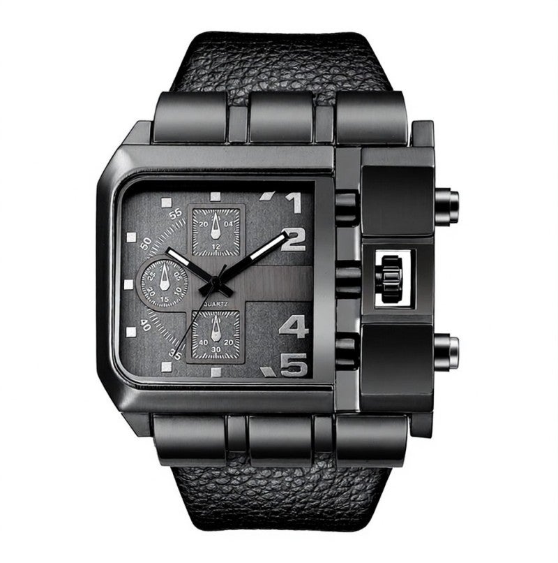 Oulm Wrist Watch Square Dial: Unique Designs, High Precision Quartz Movement, Smooth Leather Band - Male Watch for Daily Wear & Formal Occasions - Image 1
