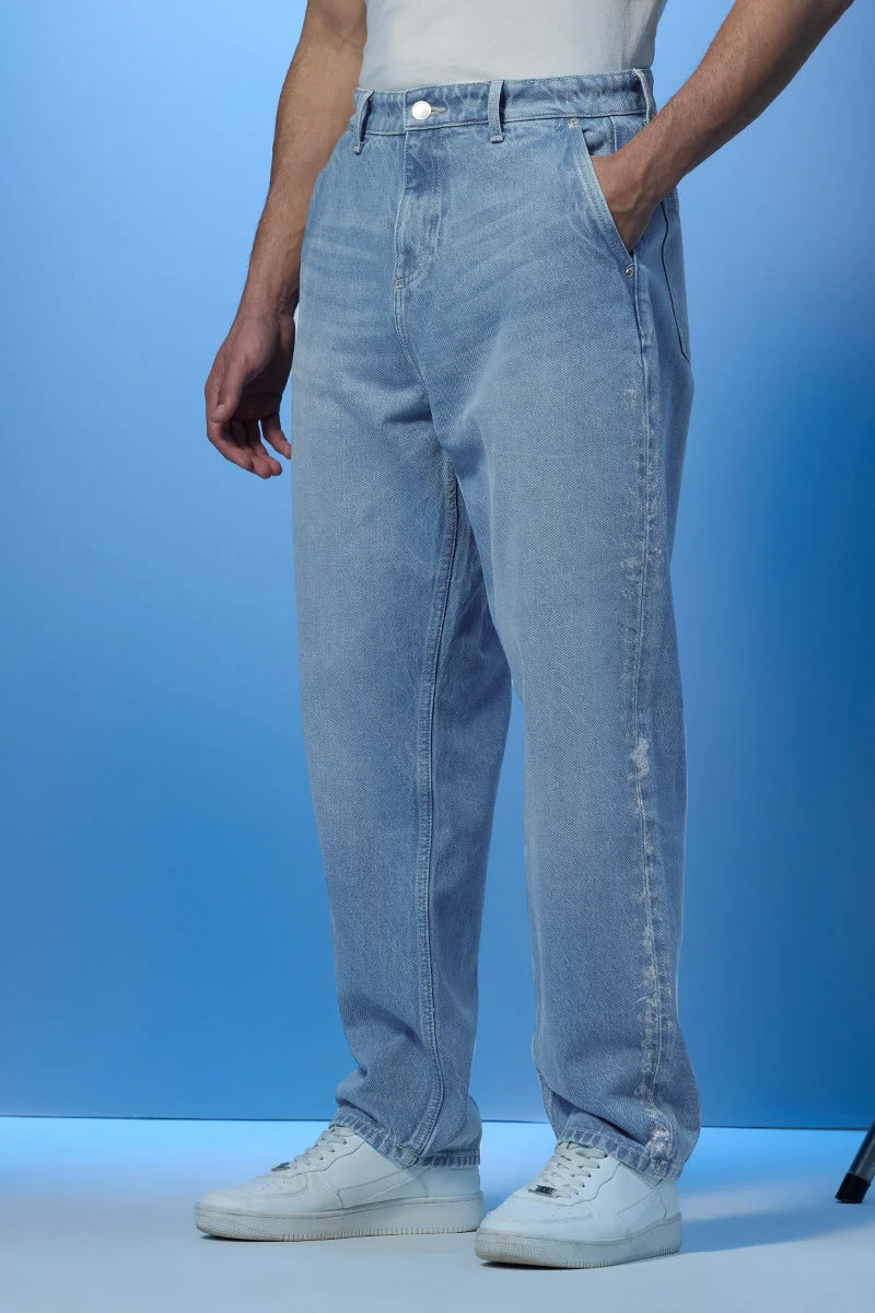SNITCH Stars Within Foil Printed Baggy Jeans