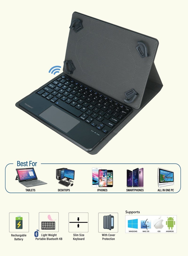 TOUCHMATE Universal Tablet Cover with Bluetooth Keyboard & Trackpad | For 10”, 10.1”, 10.2”, 10.3”, 10.4” & 10.5” Tablets - Image 4