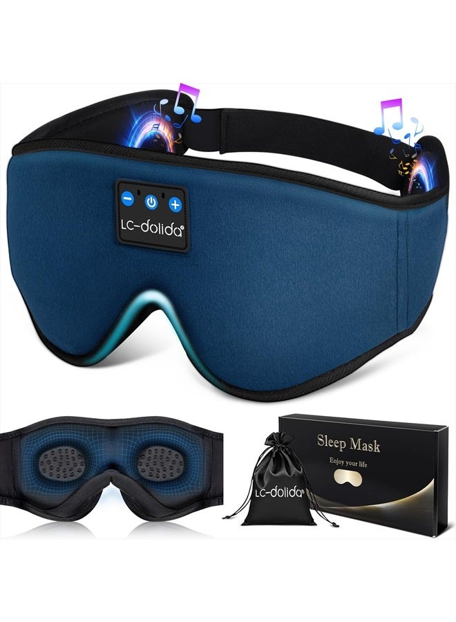 LC-dolida Sleeping Headphones Eye Mask, Sleep Mask with Bluetooth Headphones 3D Eye Mask Wireless Music Cotton Sleep Cover for Side Sleepers Nap Insomnia Air Travel Meditation Gifts for Unisex - Image 1