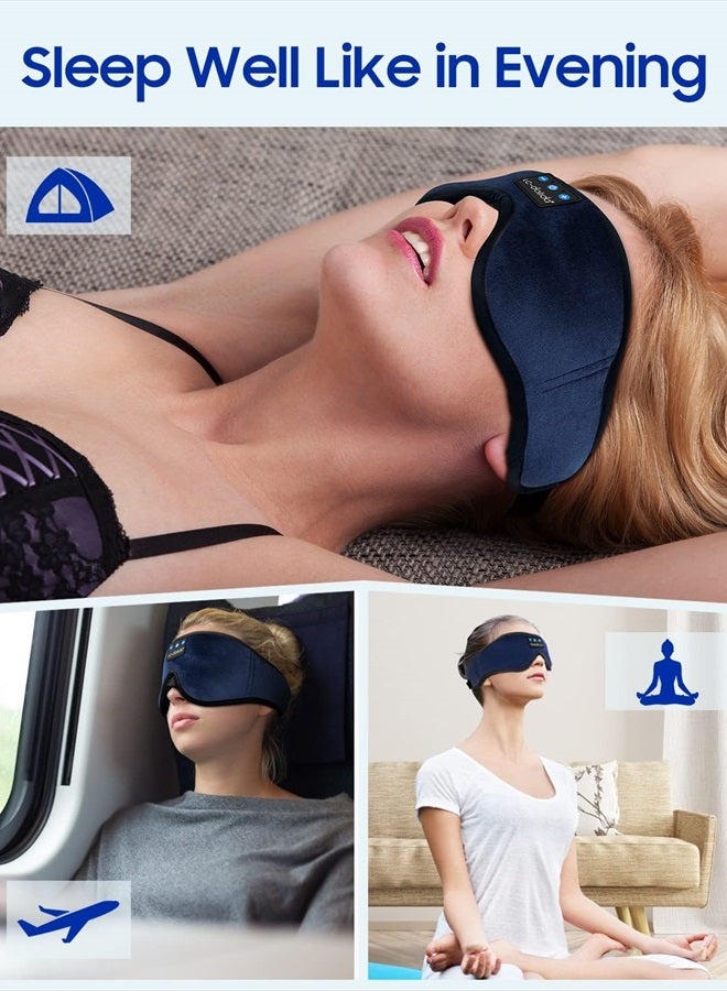 LC-dolida Sleeping Headphones Eye Mask, Sleep Mask with Bluetooth Headphones 3D Eye Mask Wireless Music Cotton Sleep Cover for Side Sleepers Nap Insomnia Air Travel Meditation Gifts for Unisex - Image 5