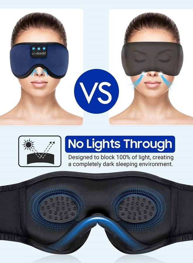 LC-dolida Sleeping Headphones Eye Mask, Sleep Mask with Bluetooth Headphones 3D Eye Mask Wireless Music Cotton Sleep Cover for Side Sleepers Nap Insomnia Air Travel Meditation Gifts for Unisex - Image 3