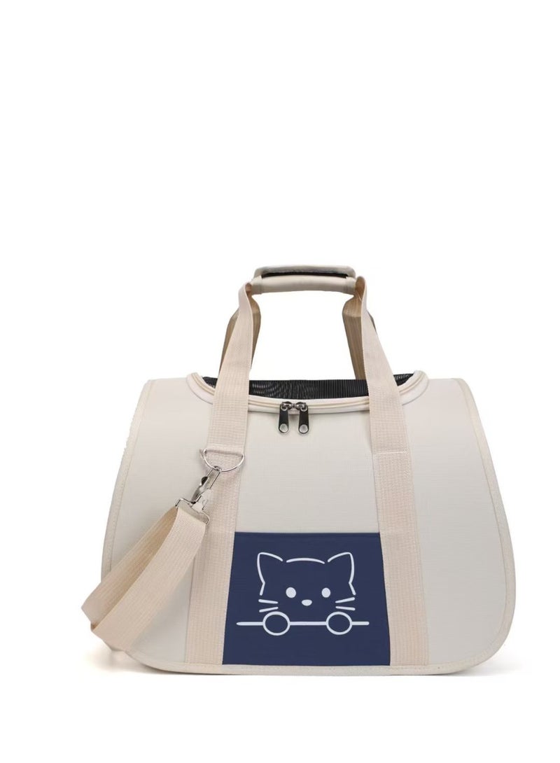 LumiArk Beige and Blue Cat Bag outdoor Portable Cat Carrying Tote Large Capacity Stress-Proof Pet Backpacks  - Image 1