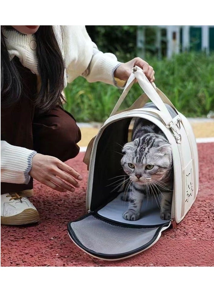 LumiArk Beige and Blue Cat Bag outdoor Portable Cat Carrying Tote Large Capacity Stress-Proof Pet Backpacks  - Image 2