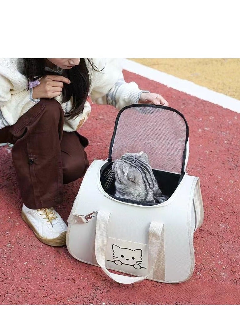 LumiArk Beige and Blue Cat Bag outdoor Portable Cat Carrying Tote Large Capacity Stress-Proof Pet Backpacks  - Image 3