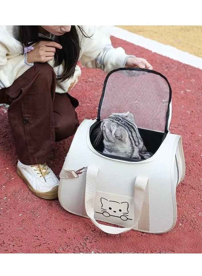 LumiArk Beige and Blue Cat Bag outdoor Portable Cat Carrying Tote Large Capacity Stress-Proof Pet Backpacks  - Image 4