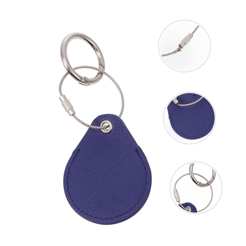Dark Blue Leather Protective Case for Keychains Luggage Trackers Shockproof Scratch Resistant - Image 5