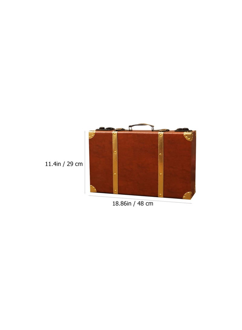 GGOOT Vintage Luggage Suitcase Old Style Suitcase Decorative Box with Straps Retro Suitcase Photo Prop - Image 3