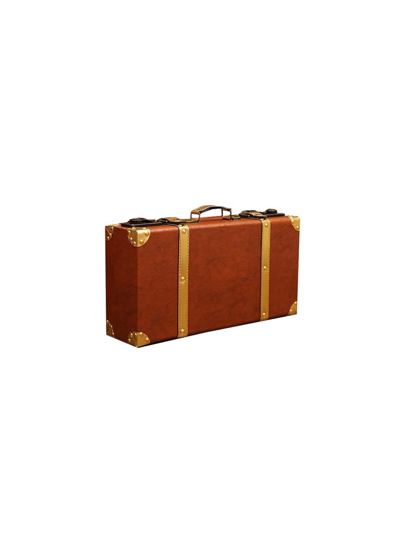 GGOOT Vintage Luggage Suitcase Old Style Suitcase Decorative Box with Straps Retro Suitcase Photo Prop - Image 2