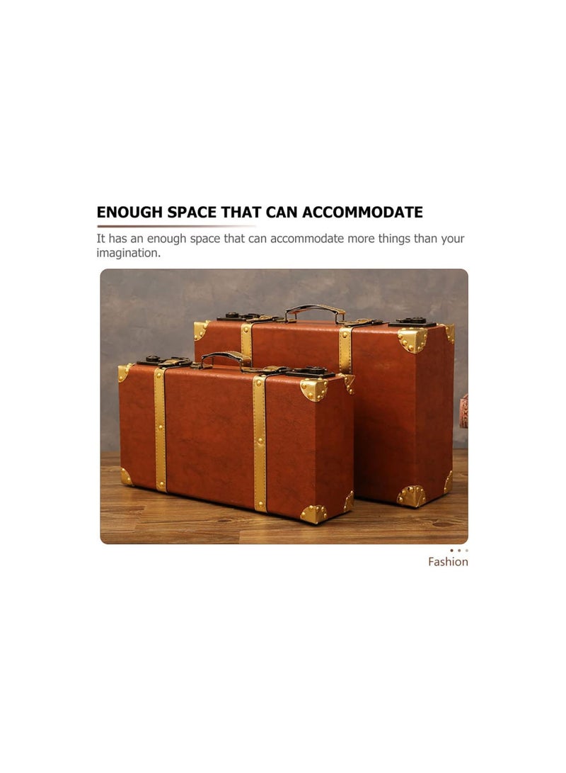 GGOOT Vintage Luggage Suitcase Old Style Suitcase Decorative Box with Straps Retro Suitcase Photo Prop - Image 5