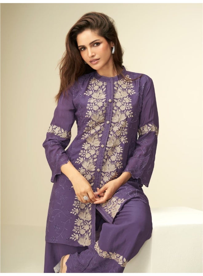 ANAITA طقم متناسق مزخرف باللون البنفسجي للنساء - Image 2