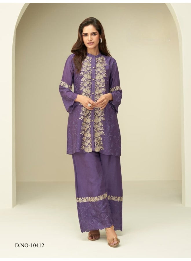 ANAITA طقم متناسق مزخرف باللون البنفسجي للنساء - Image 1