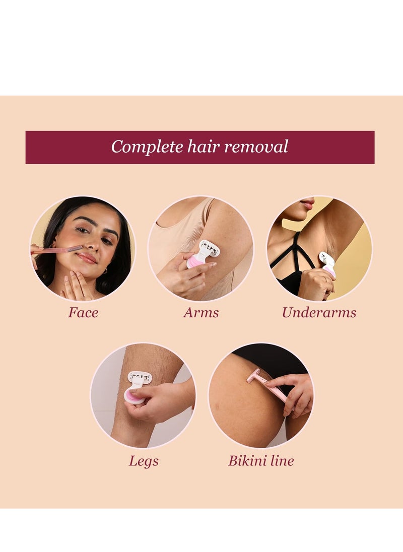 CARMESI Carmesi Complete Hair Removal Pack | Face Razor, Body Razor, Bikini Razor | Instant & Painless Hair Removal | Face, Legs, Arms, Underarms, Bikini Line  - Image 2