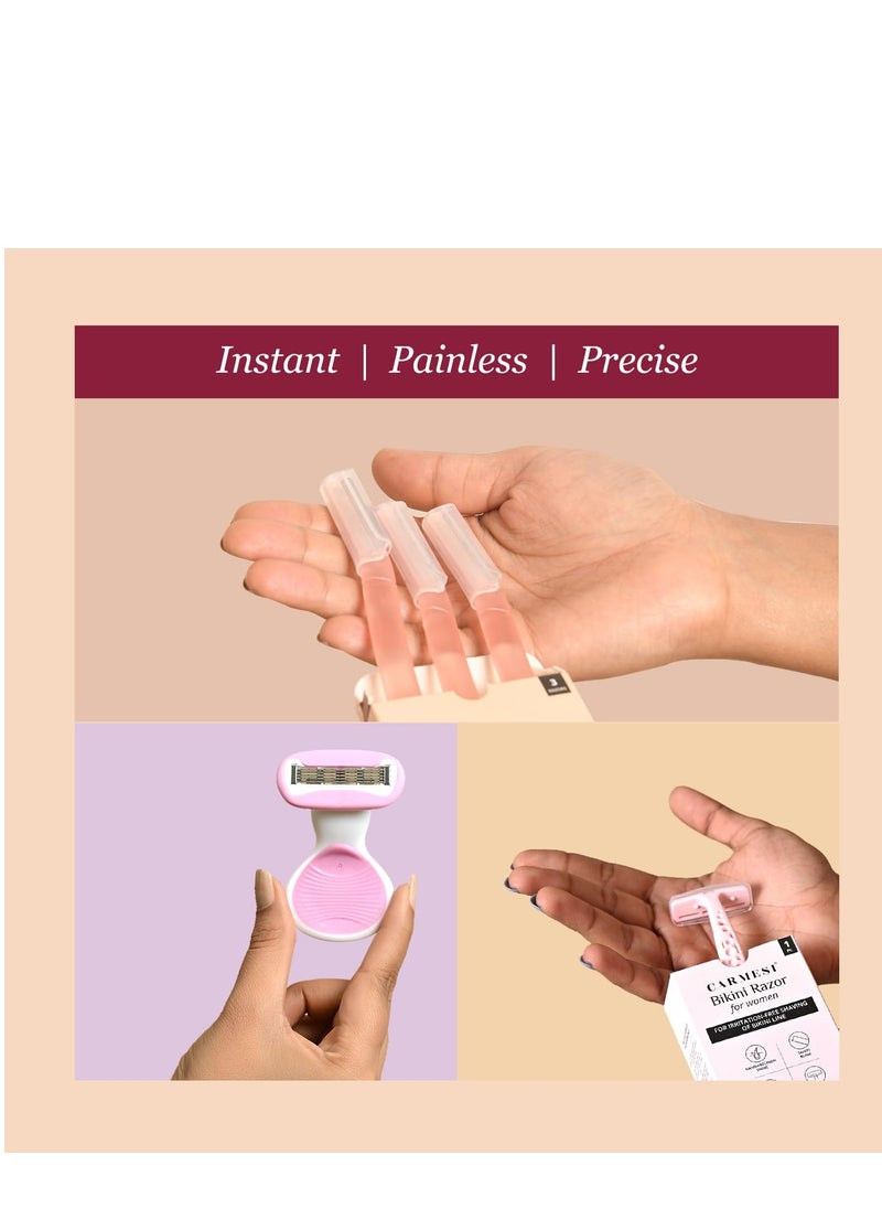 CARMESI Carmesi Complete Hair Removal Pack | Face Razor, Body Razor, Bikini Razor | Instant & Painless Hair Removal | Face, Legs, Arms, Underarms, Bikini Line  - Image 3