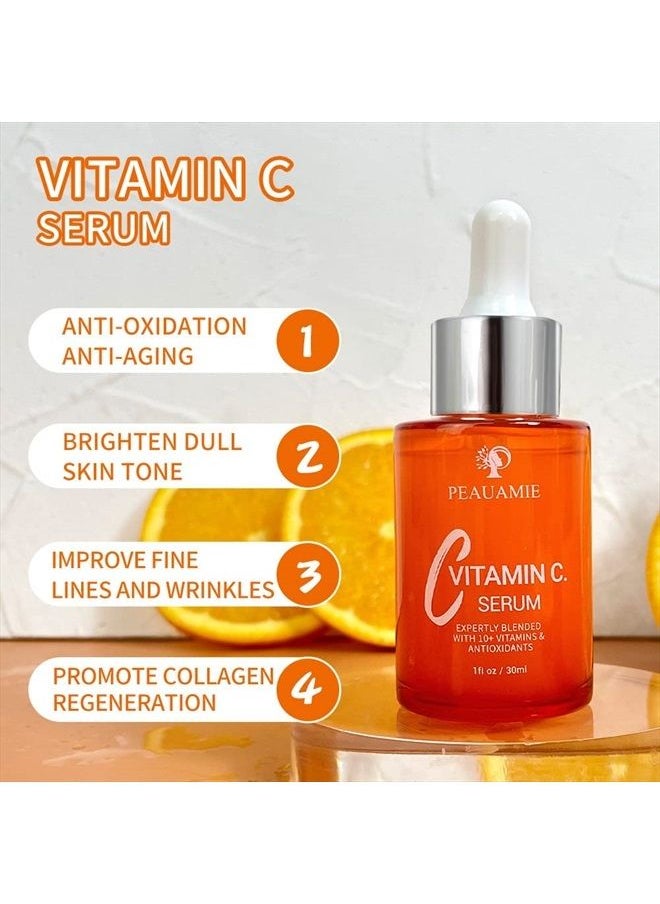 peauamie - Peauamie Vitamin C Serum for Face Anti Aging Serum with 2% Hyaluronic Acid and 1% Retinol Ferulic Acid,Moisturizer Serum for Dark Spots, Fine Lines and Wrinkles 1 fl oz - Image 1