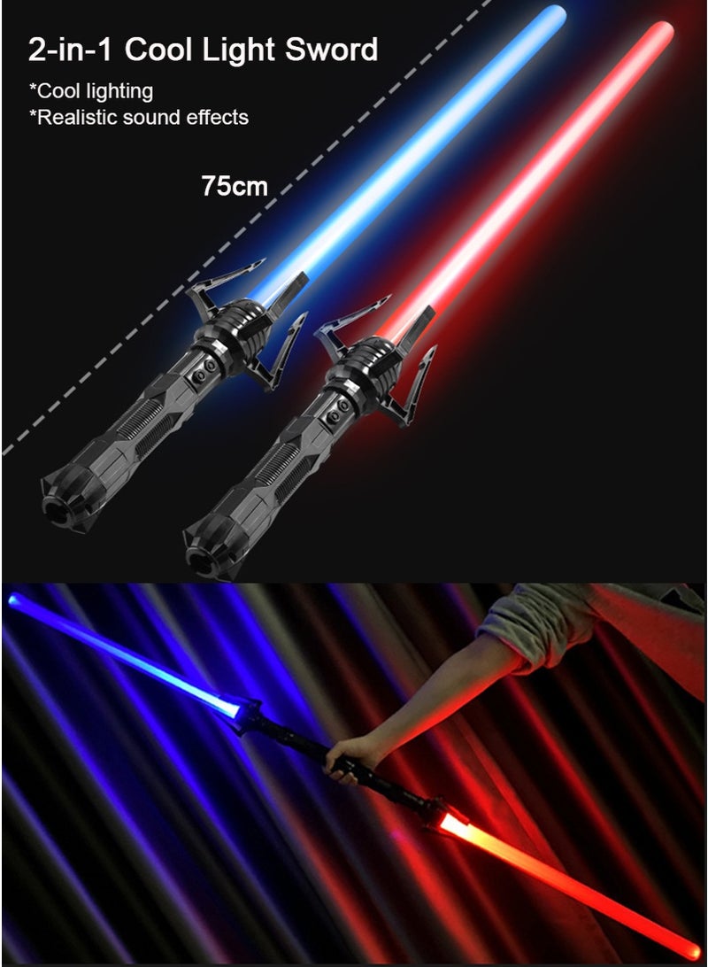 TAPIT 2-in-1 Light Saber Double Lightsaber Set, Lighted Sword for Kids, Red/Blue LED Light and Sound Effect with Realistic Handle, Two Pieces Combined, Perfect Toys Gifts for Kids Adults Cosplay - Image 2