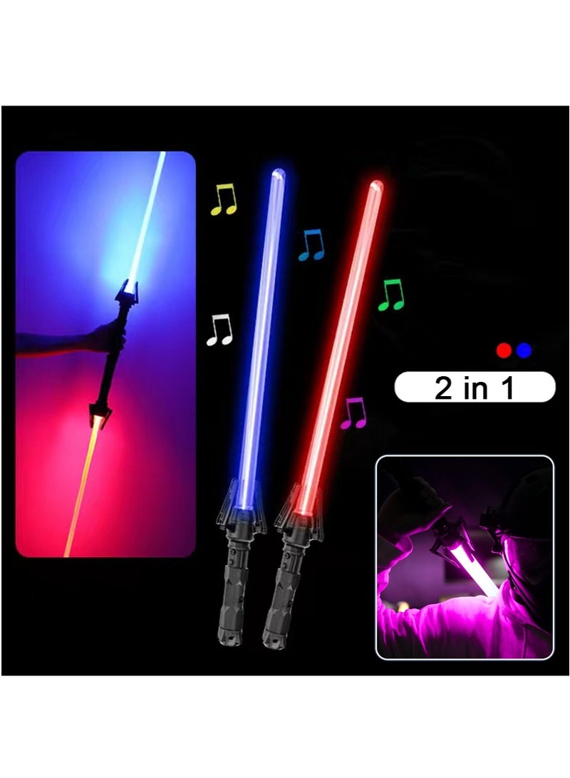 TAPIT 2-in-1 Light Saber Double Lightsaber Set, Lighted Sword for Kids, Red/Blue LED Light and Sound Effect with Realistic Handle, Two Pieces Combined, Perfect Toys Gifts for Kids Adults Cosplay - Image 1