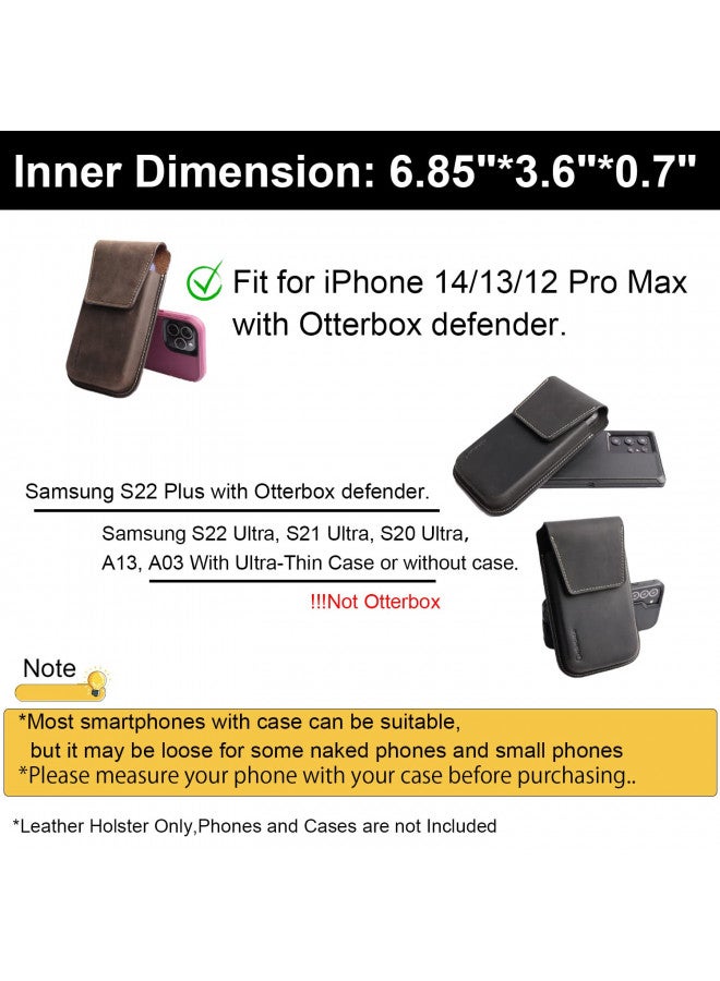 Gentlestache Gentlestache Leather Cell Phone Holster with Belt Clip, Flip Case for iPhone 14 13 Pro Max, Holder S22 Plus, Universal Pouch Large Phone,Darkbrown  - Image 4