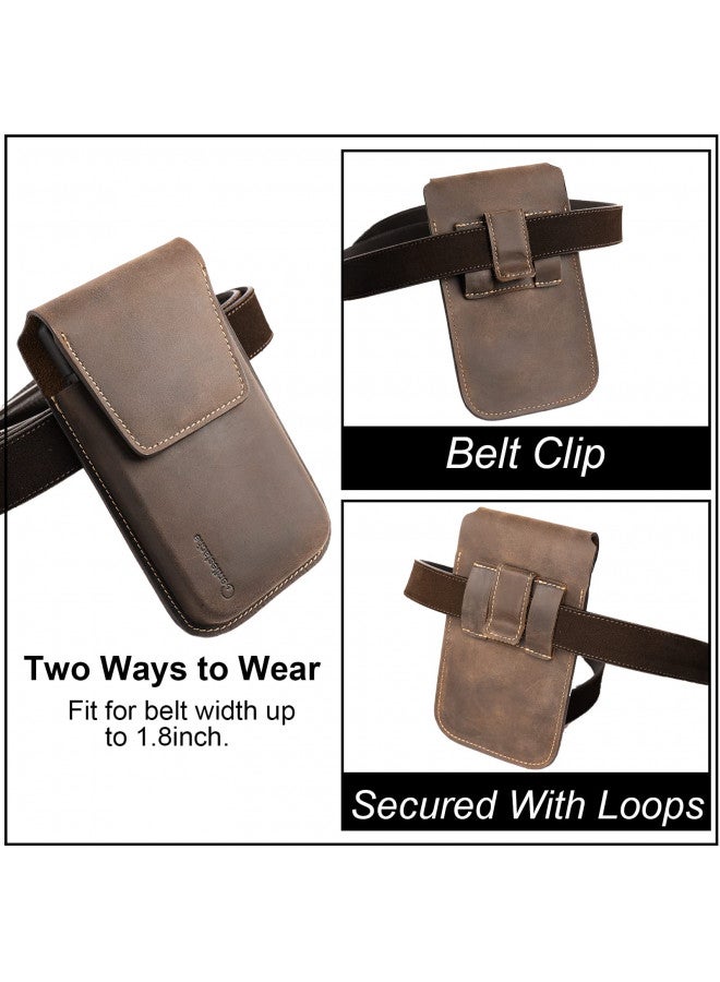 Gentlestache Gentlestache Leather Cell Phone Holster with Belt Clip, Flip Case for iPhone 14 13 Pro Max, Holder S22 Plus, Universal Pouch Large Phone,Darkbrown  - Image 3