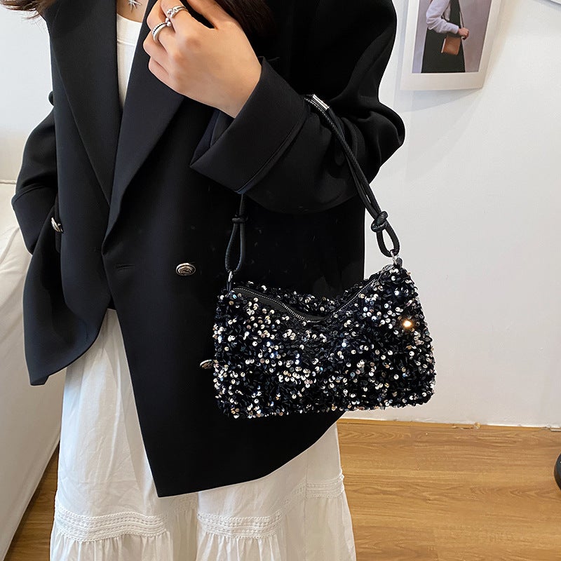 Versatile Shoulder Bag Armpit Bag Women'S Travel Fashion Sequin Niche Design Bag - Image 5