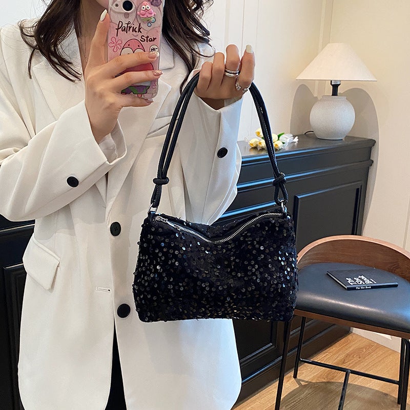 Versatile Shoulder Bag Armpit Bag Women'S Travel Fashion Sequin Niche Design Bag - Image 4