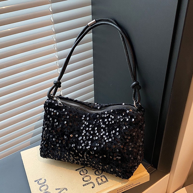 Versatile Shoulder Bag Armpit Bag Women'S Travel Fashion Sequin Niche Design Bag - Image 3