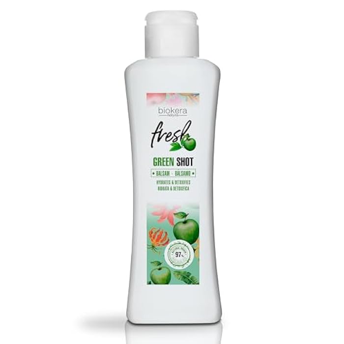 SALERM - Hair Conditioner - Green Shot Balm Biokera Fresh - 300 ml - with Apple, Green Tea, Mint, and Aloe Vera - Hydrates and Refresh the Scalp - Sulfate and Paraben-Free - Vegan - Image 1