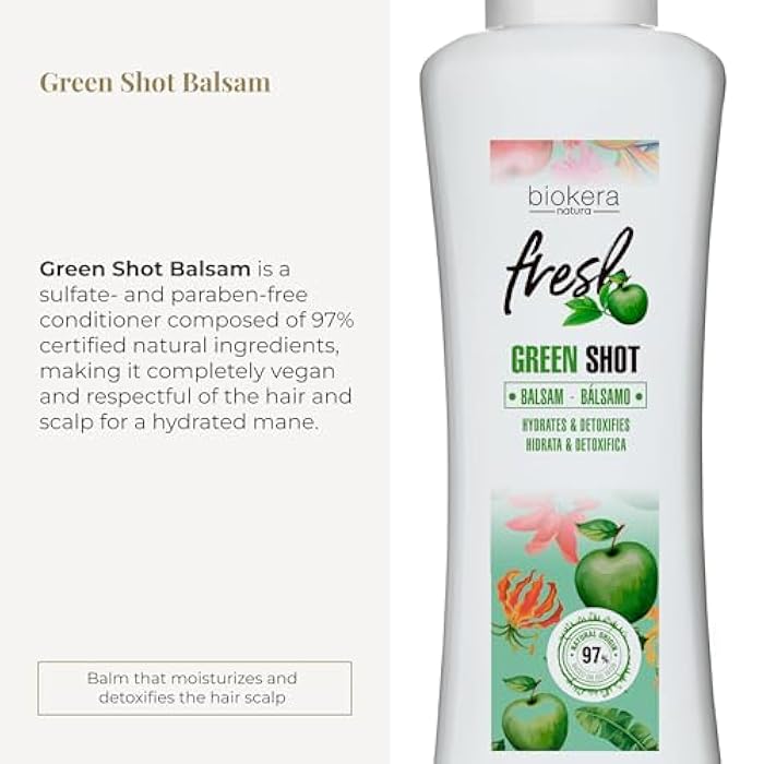 SALERM - Hair Conditioner - Green Shot Balm Biokera Fresh - 300 ml - with Apple, Green Tea, Mint, and Aloe Vera - Hydrates and Refresh the Scalp - Sulfate and Paraben-Free - Vegan - Image 2