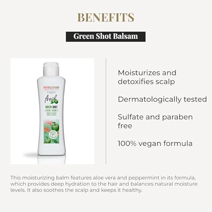 SALERM - Hair Conditioner - Green Shot Balm Biokera Fresh - 300 ml - with Apple, Green Tea, Mint, and Aloe Vera - Hydrates and Refresh the Scalp - Sulfate and Paraben-Free - Vegan - Image 3