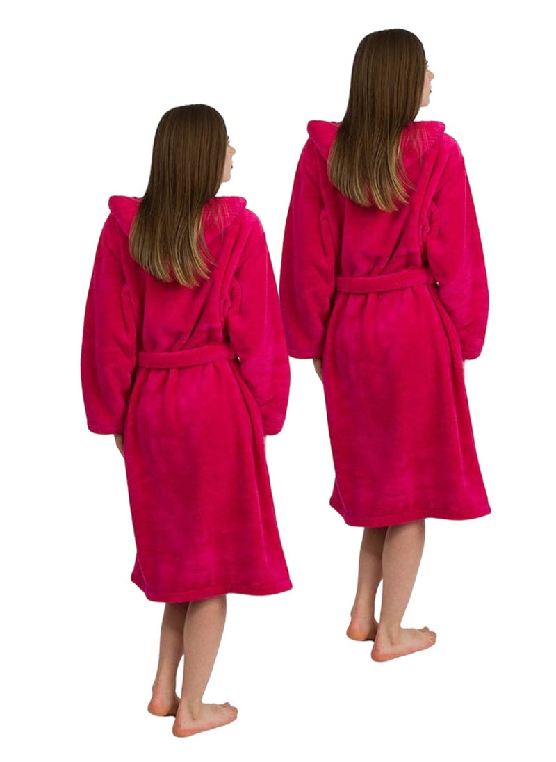 White Rose 2 Pieces Pinkish Red Color Terry COTTON ROBE UNISEX Bathrobe Large Size  - Image 1