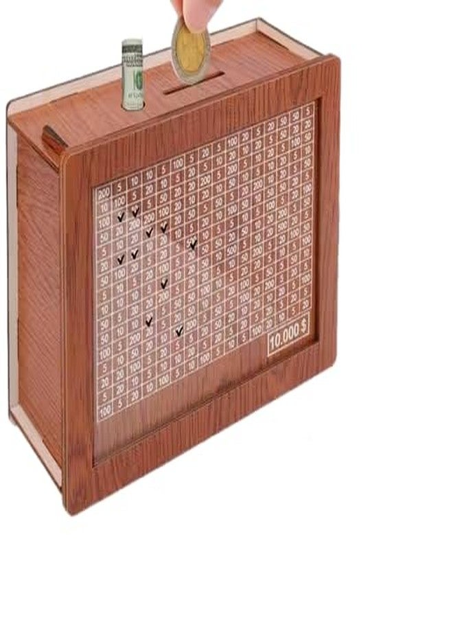 حصالة نقود خشبية من C4 Crafts للأطفال والكبار، صندوق نقود بتصميم منحوت، صندوق توفير، حصالة صغيرة، صندوق نقود خشبي، طراز M90 - Image 1