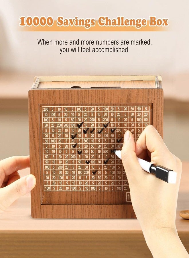 حصالة نقود خشبية من C4 Crafts للأطفال والكبار، صندوق نقود بتصميم منحوت، صندوق توفير، حصالة صغيرة، صندوق نقود خشبي، طراز M90 - Image 4