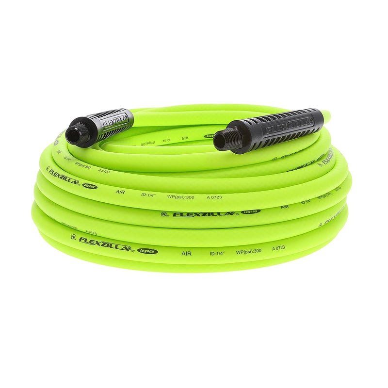 Flexzilla Air Hose 1/4 in x 50', 1/4 in. MNPT Fittings, Heavy Duty, Lightweight, Hybrid, ZillaGreen - HFZ1450YW2 - Image 1