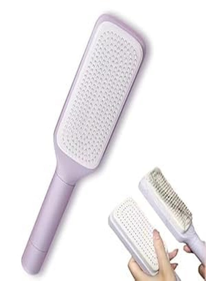 TRIVSY 4-in-1 Self-Cleaning Anti-Static Hair Brush, Detangling Massage Comb with Hair Removal Feature for Adults and Kids (Grey) - Image 1