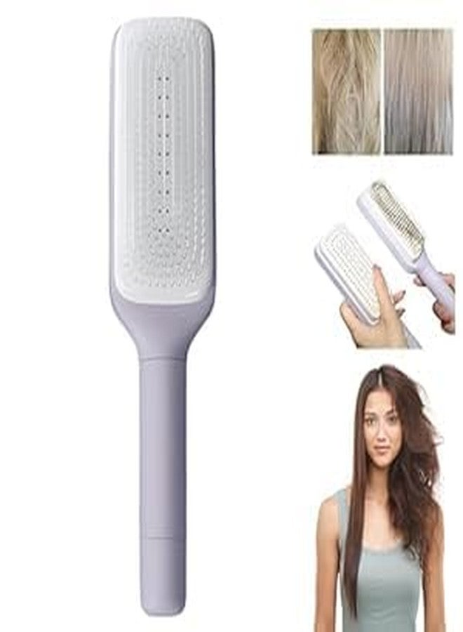 TRIVSY 4-in-1 Self-Cleaning Anti-Static Hair Brush, Detangling Massage Comb with Hair Removal Feature for Adults and Kids (Grey) - Image 2